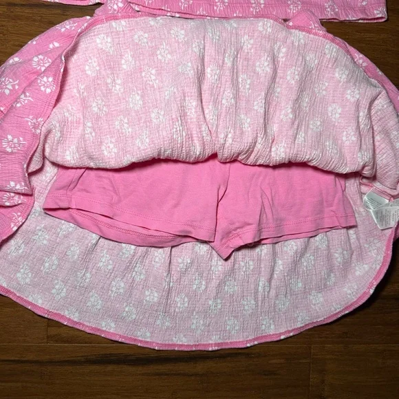 J Crew- Crew Cuts Girls Pink Floral Two-Piece Top & Skirt Set Size 10 - Picture 2 of 4